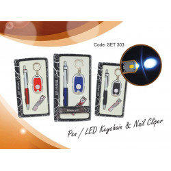 SET 303 Pen / LED Keychain & Nail Cliper